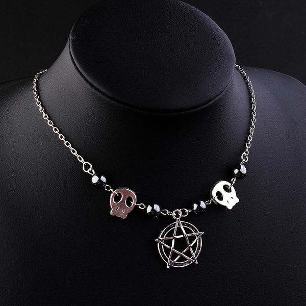 pendant necklaces halloween skull for women gothic pentagram beads glow in the dark choker chain accessories vintage jewelry gift vgn066, Silver
pendant necklaces halloween skull for women gothic pentagram beads glow in the dark choker chain accessories vintage jewelry gift vgn066, Silver