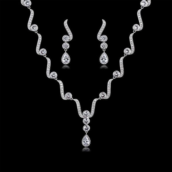 earrings & necklace trendy crystal cz cubic zirconia bridal wedding flower earring set jewelry sets for women prom accessories cn10185, Silver
earrings & necklace trendy crystal cz cubic zirconia bridal wedding flower earring set jewelry sets for women prom accessories cn10185, Silver