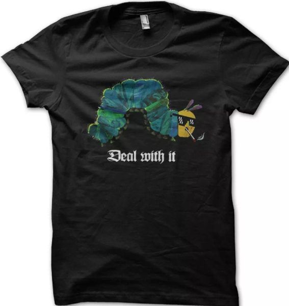 very hungry caterpillar inspired deal with it black cotton t-shirt 01302, White;black
very hungry caterpillar inspired deal with it black cotton t-shirt 01302, White;black