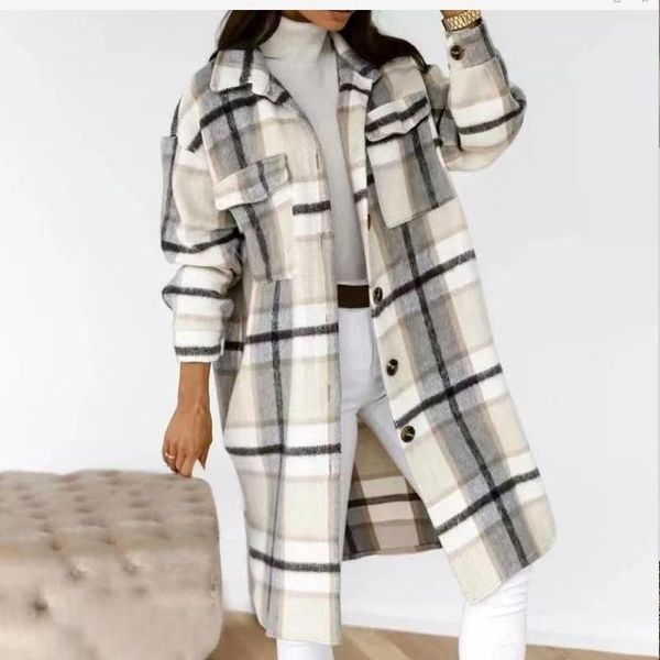 women's wool & blends 2021 autumn korean long-sleeved button lapel casual plaid long single-breasted woolen coat winter, Black
women's wool & blends 2021 autumn korean long-sleeved button lapel casual plaid long single-breasted woolen coat winter, Black