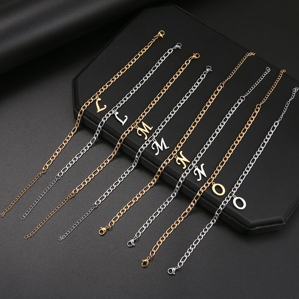 stainless steel bracelet curb cuban link gold color chain letters a-z fashion for men women basic punk, Golden;silver
stainless steel bracelet curb cuban link gold color chain letters a-z fashion for men women basic punk, Golden;silver