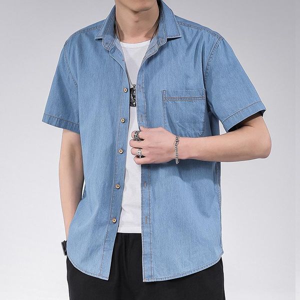 men's casual shirts luclesam 2021 men japanese denim shirt mens short sleeve jeans blusa masculina, White;black
men's casual shirts luclesam 2021 men japanese denim shirt mens short sleeve jeans blusa masculina, White;black