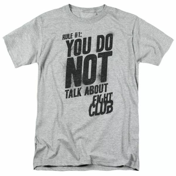 Fight Club Rule 1 T Shirt Licensed Movie Retro Classic Tee New Sport Grey, White;black
Fight Club Rule 1 T Shirt Licensed Movie Retro Classic Tee New Sport Grey, White;black