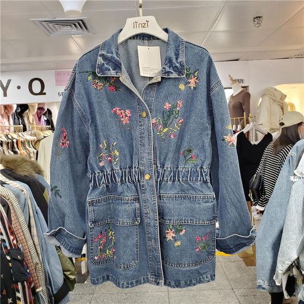 style womens spring autumn coats fashion flowers embroidered denim jackets female casual loose jeans jacket large size coat women's, Black;brown
style womens spring autumn coats fashion flowers embroidered denim jackets female casual loose jeans jacket large size coat women's, Black;brown