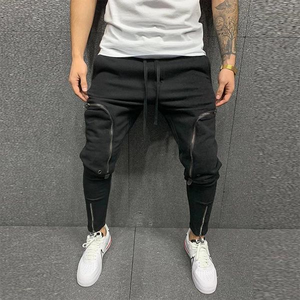 men's pants fashion slim fit men drawstring solid hipster streetwear spring summer casual jogger trousers zipper pockets, Black
men's pants fashion slim fit men drawstring solid hipster streetwear spring summer casual jogger trousers zipper pockets, Black