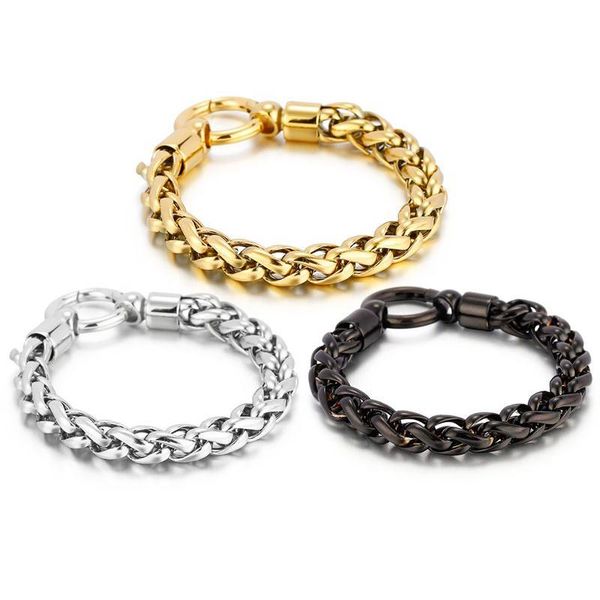link, chain fashion men bracelet gold / silver color stainless steel wheat link bracelets male jewelry hip hop gift 10mm rock punk, Black
link, chain fashion men bracelet gold / silver color stainless steel wheat link bracelets male jewelry hip hop gift 10mm rock punk, Black