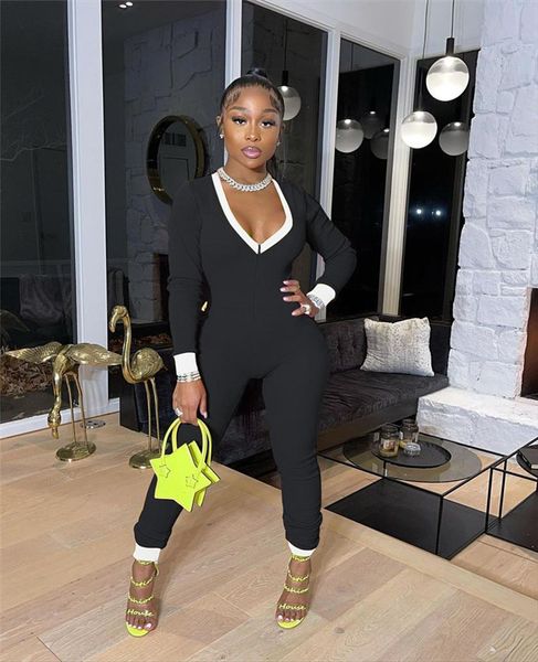 patchwork long sleeve women jumpsuits deep v bodycon sport wear fashion skinny overalls fitness clothing, Black;white
patchwork long sleeve women jumpsuits deep v bodycon sport wear fashion skinny overalls fitness clothing, Black;white