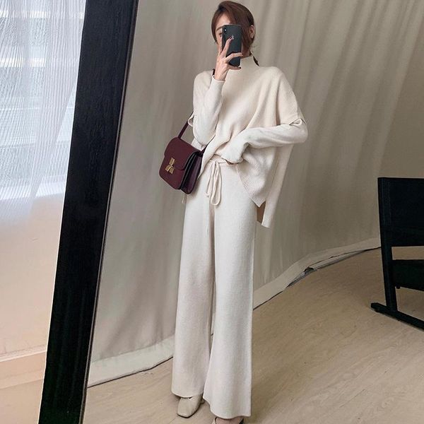 women's two piece pants sweater set women tracksuit spring autumn knitted suit 3 half turtleneck pullovers wide legs casual vest, White
women's two piece pants sweater set women tracksuit spring autumn knitted suit 3 half turtleneck pullovers wide legs casual vest, White