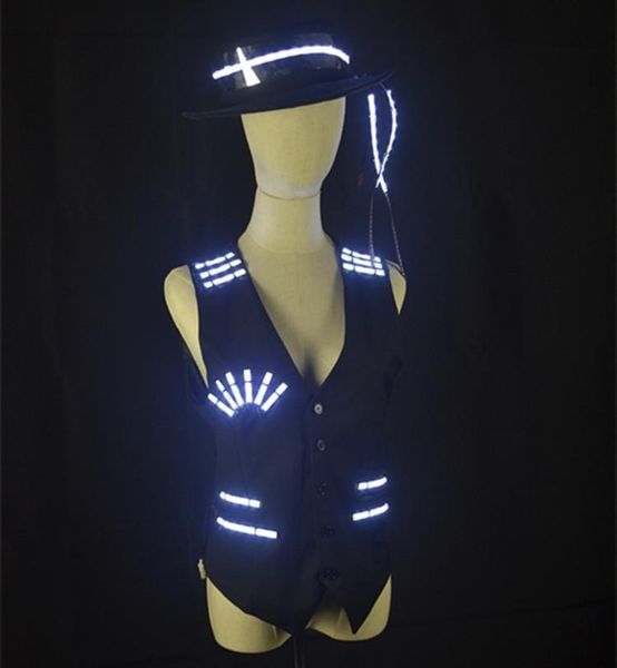 party decoration re75 singer stage costumes led light vest luminous jazz hat glowing outfit performance coat dj jacket lighted dress men
party decoration re75 singer stage costumes led light vest luminous jazz hat glowing outfit performance coat dj jacket lighted dress men
