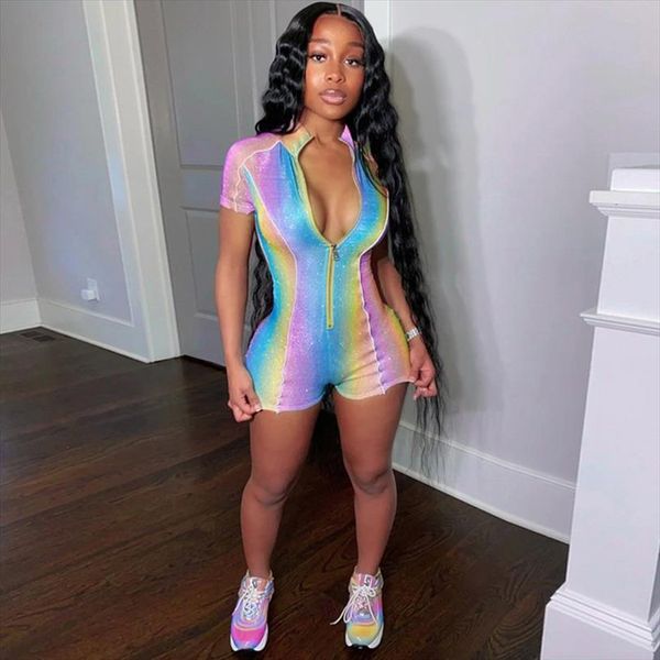 rainbow tie dye sports fitness women romper club outfits glitter zip v neck bodyocn rompers, Black;white
rainbow tie dye sports fitness women romper club outfits glitter zip v neck bodyocn rompers, Black;white
