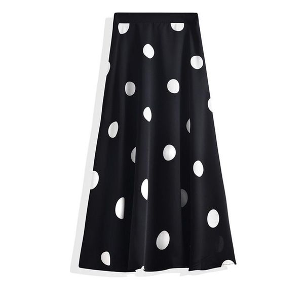 summer women simple polka dot chiffon a-line pleated skirt high waist was thin casual long 210527, Black
summer women simple polka dot chiffon a-line pleated skirt high waist was thin casual long 210527, Black