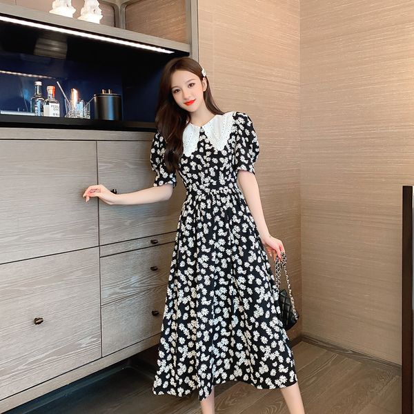 summer women daisy printed doll collar chiffon dress female short sleeve casual long a-line boho vestidos 210427, Black;gray
summer women daisy printed doll collar chiffon dress female short sleeve casual long a-line boho vestidos 210427, Black;gray