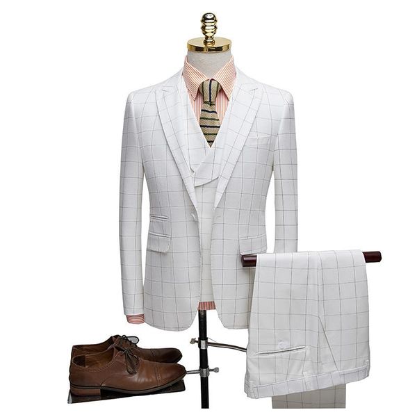 men's suits wedding suit for men slim fit gentlemen costume homme mariage striped plaid designer mens formal business & blazers, White;black
men's suits wedding suit for men slim fit gentlemen costume homme mariage striped plaid designer mens formal business & blazers, White;black