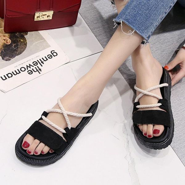 solid color two-wear sandals female 2021 summer wild suede with open toe thick bottom student ladies z642, Black
solid color two-wear sandals female 2021 summer wild suede with open toe thick bottom student ladies z642, Black