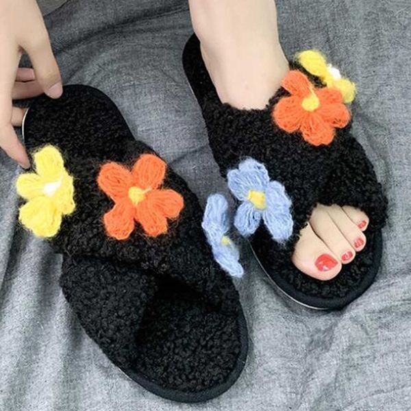 women warm home slippers ladies flowers cross soft plush furry female open toe 's shoes fashion slides xx 498 210625, Black
women warm home slippers ladies flowers cross soft plush furry female open toe 's shoes fashion slides xx 498 210625, Black
