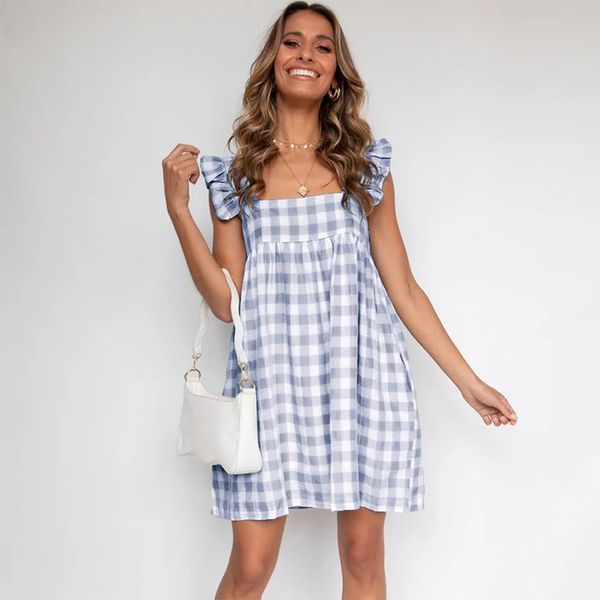 women plaid ruffles sleeveless dresses summer loose square neck backless female boho beach a-line mini dress vestidos 210416, Black;gray
women plaid ruffles sleeveless dresses summer loose square neck backless female boho beach a-line mini dress vestidos 210416, Black;gray