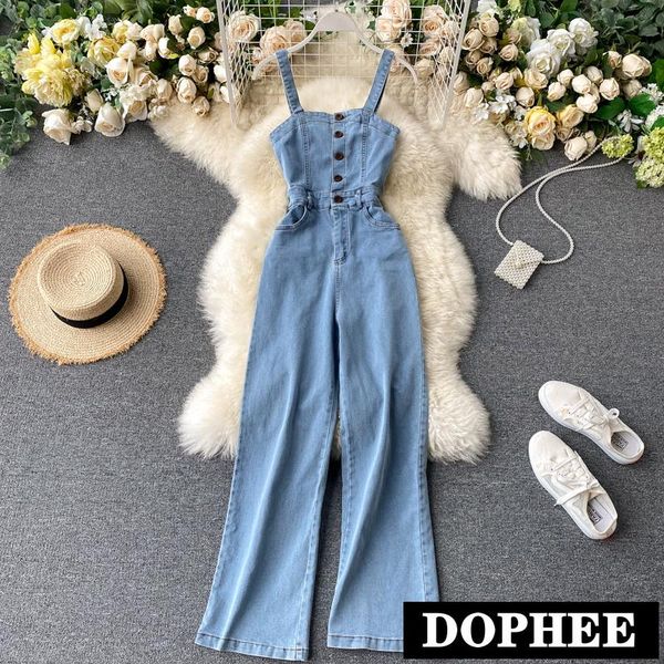 women's jumpsuits & rompers chic retro denim overall 2021 summer spaghetti straps jumpsuit slim jeans wide leg pants female holiday, Black;white
women's jumpsuits & rompers chic retro denim overall 2021 summer spaghetti straps jumpsuit slim jeans wide leg pants female holiday, Black;white