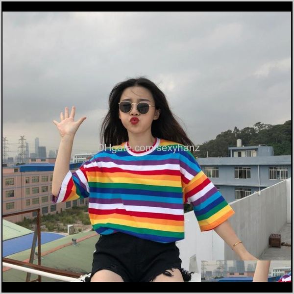 tees clothing apparel drop delivery 2021 sweet rainbow stripe print fashion short sleeve tshirt oneck womens sn07e, White
tees clothing apparel drop delivery 2021 sweet rainbow stripe print fashion short sleeve tshirt oneck womens sn07e, White