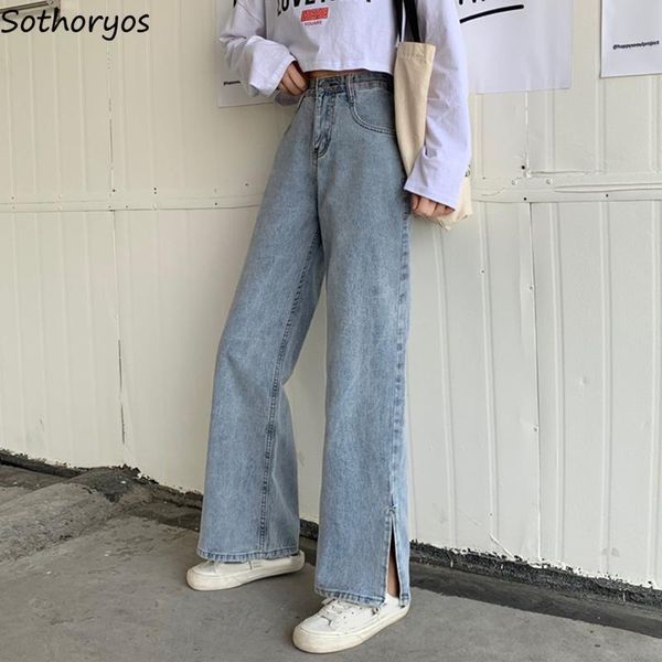 women's jeans women solid wide leg side-slit vintage washed high waist simple streetwear stylish ulzzang casual ladies trousers chic, Blue
women's jeans women solid wide leg side-slit vintage washed high waist simple streetwear stylish ulzzang casual ladies trousers chic, Blue