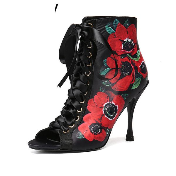 boots spring autumn short boots women peep toe thin high heel cross straps printed flower decoration open pumps female ankle botas, Black
boots spring autumn short boots women peep toe thin high heel cross straps printed flower decoration open pumps female ankle botas, Black