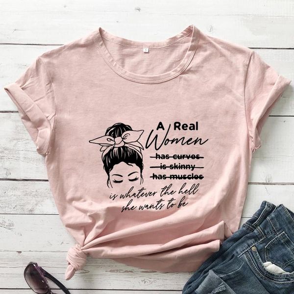 women's t-shirt a real woman is whatever the hell she wants to be vintage women girl power graphic tee shirt top, White
women's t-shirt a real woman is whatever the hell she wants to be vintage women girl power graphic tee shirt top, White