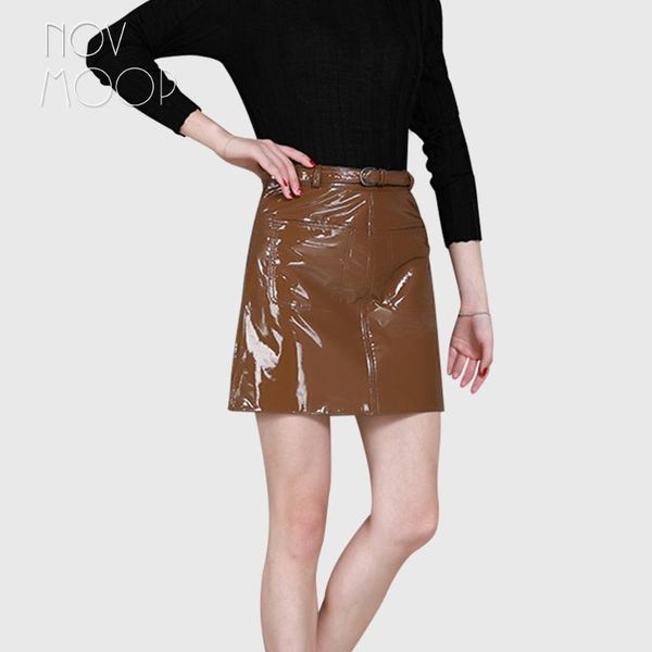 novmoop korean style women summer brown black pink high waist glossy patent sheepskin genuine leather a-line mini skirt lt3168 skirts
novmoop korean style women summer brown black pink high waist glossy patent sheepskin genuine leather a-line mini skirt lt3168 skirts