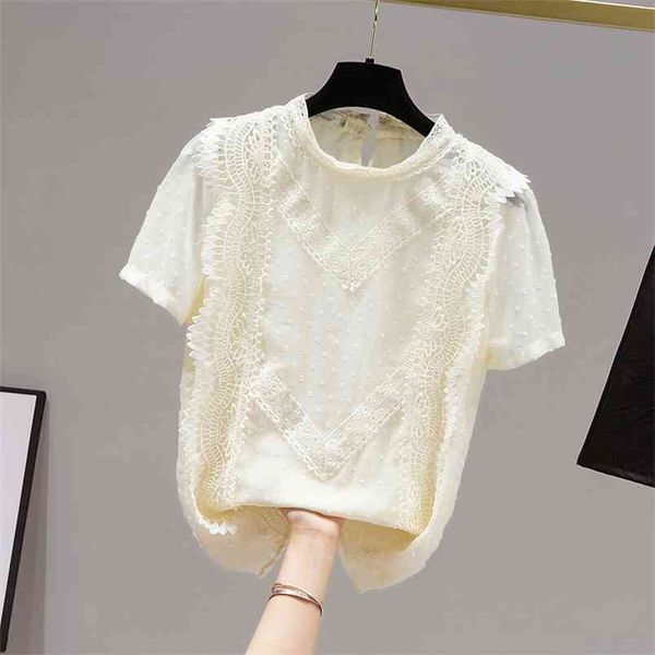 summer elegant women v neck short sleeves lace patchwork chiffon shirts female casual pullover ladies shirt blouse 210428, White
summer elegant women v neck short sleeves lace patchwork chiffon shirts female casual pullover ladies shirt blouse 210428, White