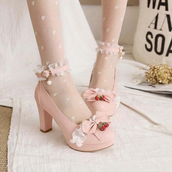 dress shoes womens lolita round toe strawberry bowknot lace kawaii cosplay sandals block high heel plus size 33-43 mary janes, Black
dress shoes womens lolita round toe strawberry bowknot lace kawaii cosplay sandals block high heel plus size 33-43 mary janes, Black