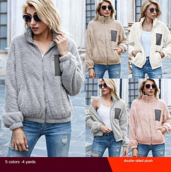 autumn and winter double-sided polar fleece seven-point coat color matching zipper cardigan plush jacket women women's jackets, Black;brown
autumn and winter double-sided polar fleece seven-point coat color matching zipper cardigan plush jacket women women's jackets, Black;brown