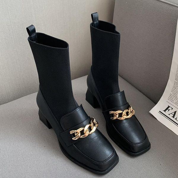 boots ladies stretch fabric sock women ankle 2021 winter black square heels short slip on metal chain female shoes
boots ladies stretch fabric sock women ankle 2021 winter black square heels short slip on metal chain female shoes