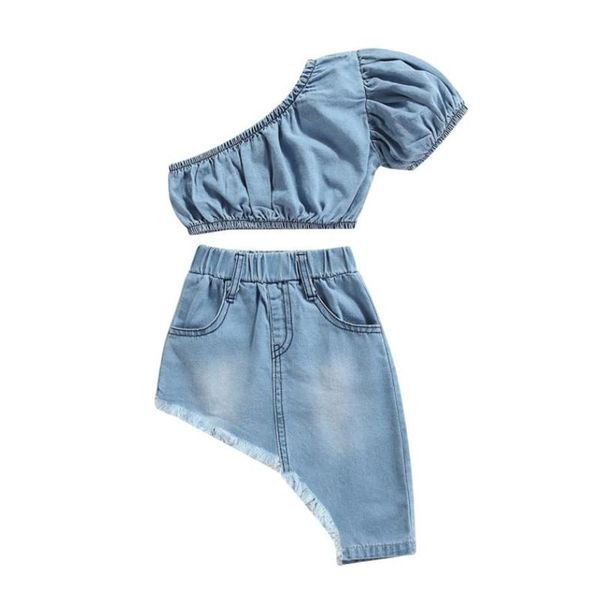 clothing sets 2021 girls denim clothes set solid color short sleeve off-shoulder cropped and irregular hem skirt for 1-5 years, White
clothing sets 2021 girls denim clothes set solid color short sleeve off-shoulder cropped and irregular hem skirt for 1-5 years, White