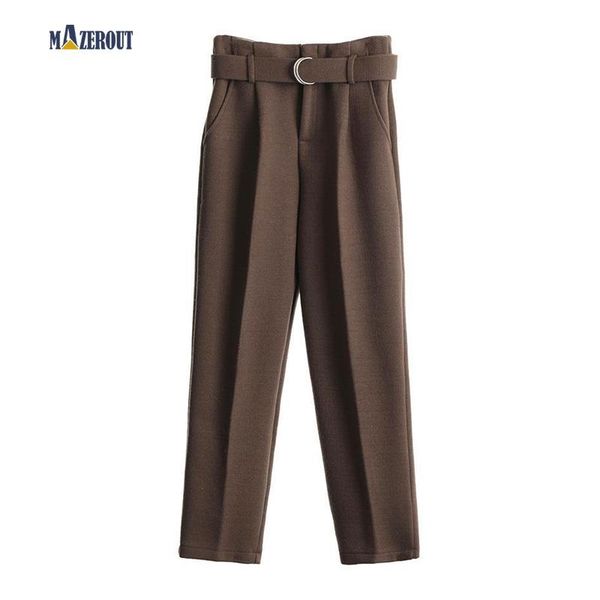 women's pants & capris mazerout spring autumn womens casual pant belt high waist chic office lady troket solid female pencil, Black;white
women's pants & capris mazerout spring autumn womens casual pant belt high waist chic office lady troket solid female pencil, Black;white