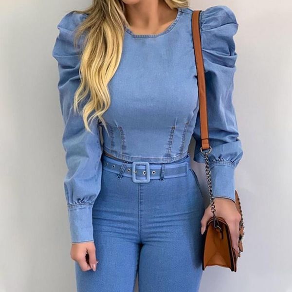 women's blouses & shirts women blouse puff sleeve solid color spring long-sleeved imitation denim shirt lady autumn, White
women's blouses & shirts women blouse puff sleeve solid color spring long-sleeved imitation denim shirt lady autumn, White