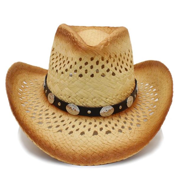 cloches handmad weave cowboy hat for women men western with punk band lady beach sun sombrero cowgirl jazz size 58cm, Blue;gray
cloches handmad weave cowboy hat for women men western with punk band lady beach sun sombrero cowgirl jazz size 58cm, Blue;gray