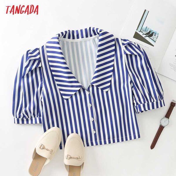 tangada women retro striped print crop shirt summer blouse puff short sleeve chic female 3y14 210609, White
tangada women retro striped print crop shirt summer blouse puff short sleeve chic female 3y14 210609, White