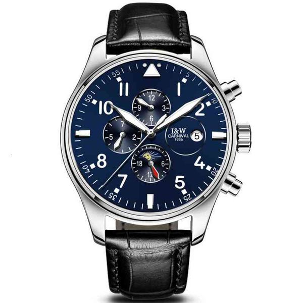 multifunctional business carnival iron human plate leather clock tape automatic mechanical sier shell blue card, Slivery;brown
multifunctional business carnival iron human plate leather clock tape automatic mechanical sier shell blue card, Slivery;brown