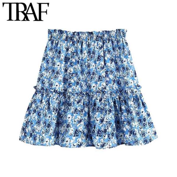 women chic fashion floral print ruffled mini skirt vintage elastic waist pleated female skirts faldas mujer 210507, Black
women chic fashion floral print ruffled mini skirt vintage elastic waist pleated female skirts faldas mujer 210507, Black