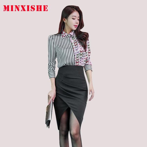 two piece dress autumn women chiffon 2021 2-piece sets print striped long sleeve shirt + high waist sheath office lady midi skirt s, White
two piece dress autumn women chiffon 2021 2-piece sets print striped long sleeve shirt + high waist sheath office lady midi skirt s, White