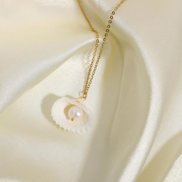 pendant necklaces bohemia style beach necklace jewelry gold plated stainless steel seashell conch shell pearl charms, Silver
pendant necklaces bohemia style beach necklace jewelry gold plated stainless steel seashell conch shell pearl charms, Silver