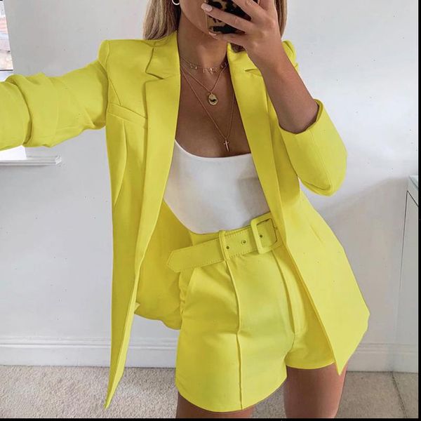 fashion set pure color womenpant casual long sleeve blazer coat and shorts two pieces, White
fashion set pure color womenpant casual long sleeve blazer coat and shorts two pieces, White
