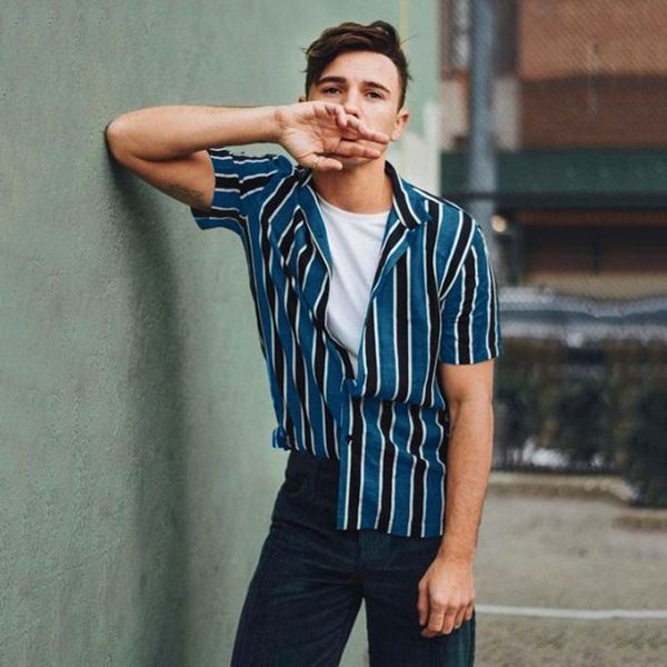 men's casual shirts style striped shirt european and american printed, White;black
men's casual shirts style striped shirt european and american printed, White;black