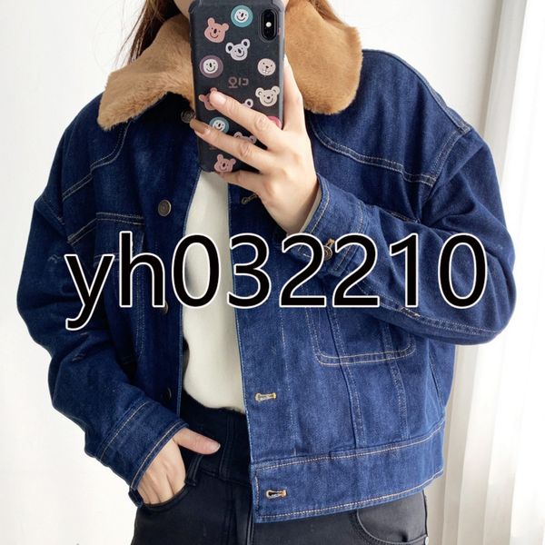 detachable wool collar buckle multi pocket women's denim et yh032210, Black;brown
detachable wool collar buckle multi pocket women's denim et yh032210, Black;brown