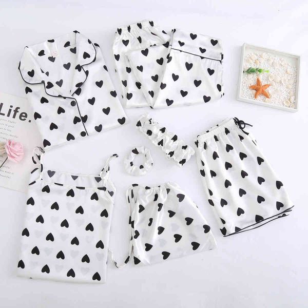 women's sleepwear 7 pieces set love pattern pyjamas sweet printing fashion women pajamas ice silk iucl, Black;red
women's sleepwear 7 pieces set love pattern pyjamas sweet printing fashion women pajamas ice silk iucl, Black;red