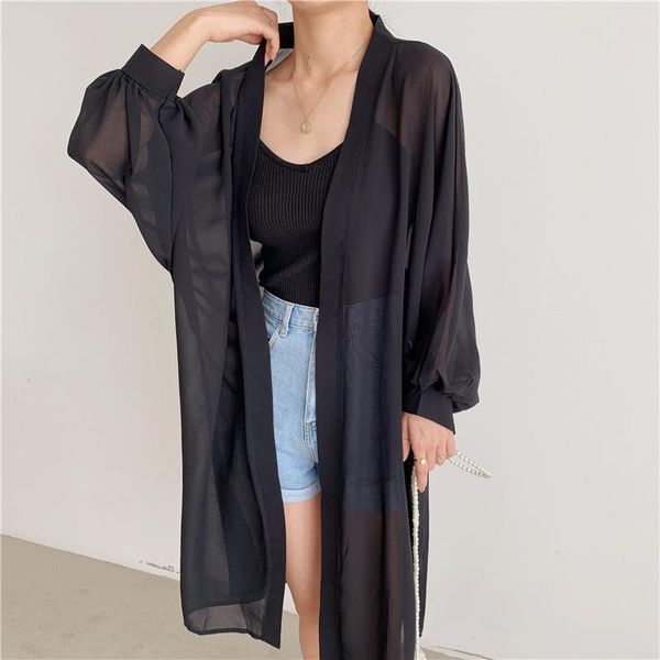women's blouses & shirts women casual vintage kimono cardigan ladies 2021 summer long crochet chiffon preto loose solid open blouse, White
women's blouses & shirts women casual vintage kimono cardigan ladies 2021 summer long crochet chiffon preto loose solid open blouse, White