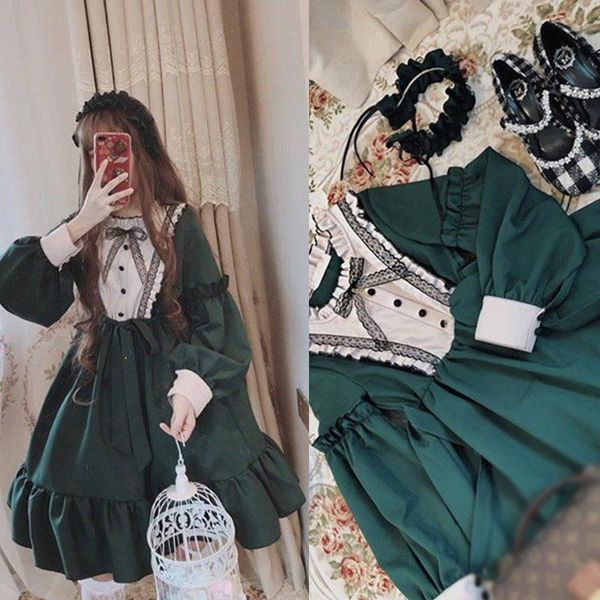 casual dresses cute sisiter bow bear lace princess gothic lolita loose women long puff sleeve dress halloween costume for girls, Black;gray
casual dresses cute sisiter bow bear lace princess gothic lolita loose women long puff sleeve dress halloween costume for girls, Black;gray