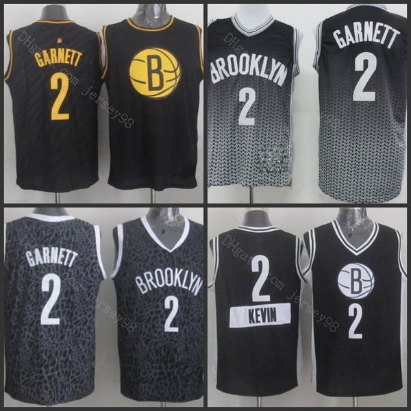 brooklyn nets men #2 kevin garnett men retro jersey, Black