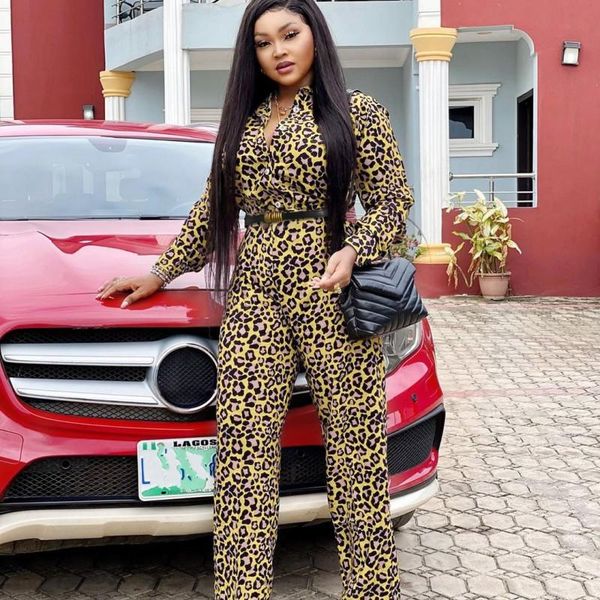 office lady straight jumpsuits women single breasted full sleeve sashes rompers 2021 autumn fashion leopard print women's &, Black;white 
office lady straight jumpsuits women single breasted full sleeve sashes rompers 2021 autumn fashion leopard print women's &, Black;white