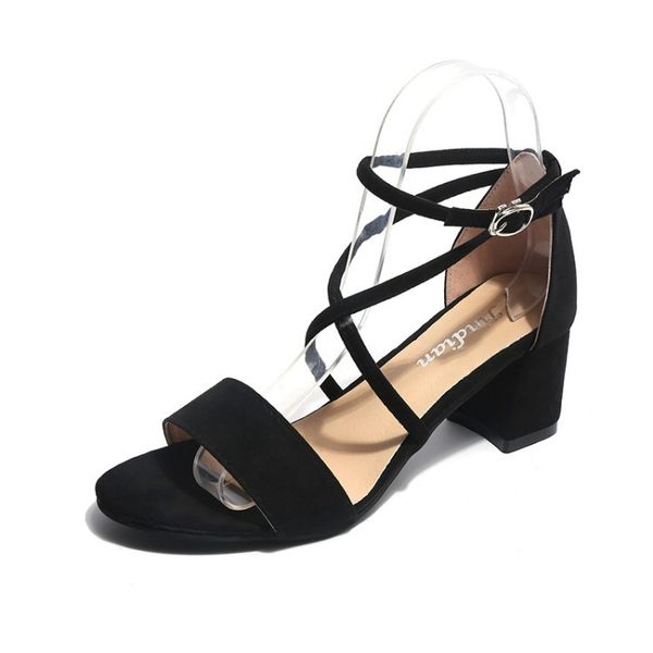 2021 cross strap suede sandals mid-heeled summe roman shoes a word buckle students with thick1, Black
2021 cross strap suede sandals mid-heeled summe roman shoes a word buckle students with thick1, Black