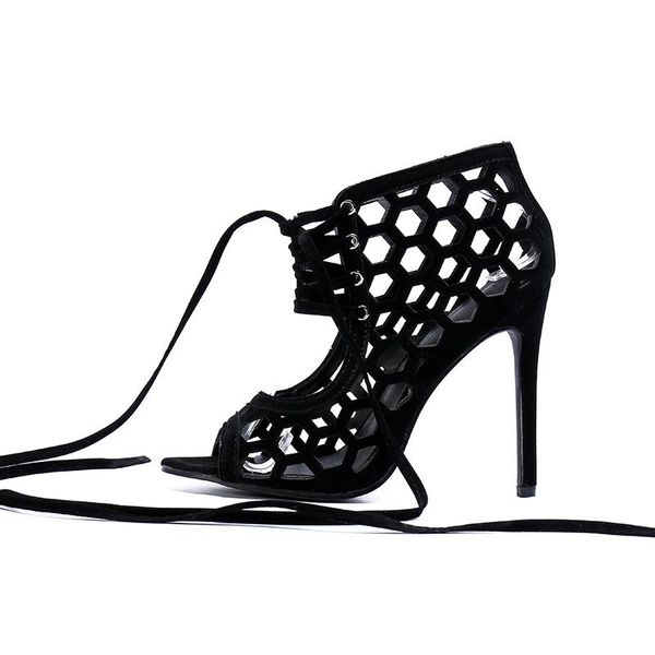 dress shoes women's 11cm sandals fish mouth lace up cross high heels cut out cool boots thin thick soled party, Black
dress shoes women's 11cm sandals fish mouth lace up cross high heels cut out cool boots thin thick soled party, Black