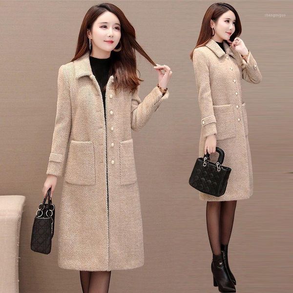 autumn high-quality slim slimming woolen coat women's mid-length herringbone wool & blends, Black
autumn high-quality slim slimming woolen coat women's mid-length herringbone wool & blends, Black